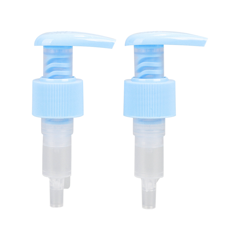 Blauwe transparante plastic fles met pomp